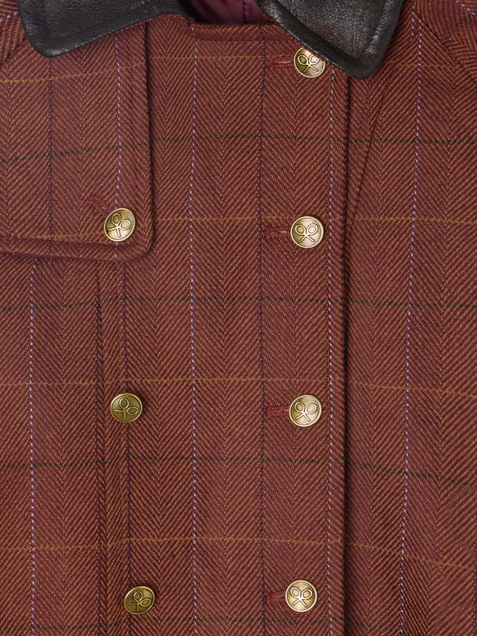 Capa girl detalles cuero cuadros marrones