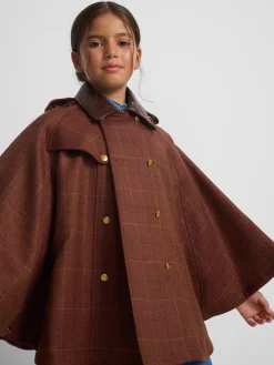 Capa girl detalles cuero cuadros marrones