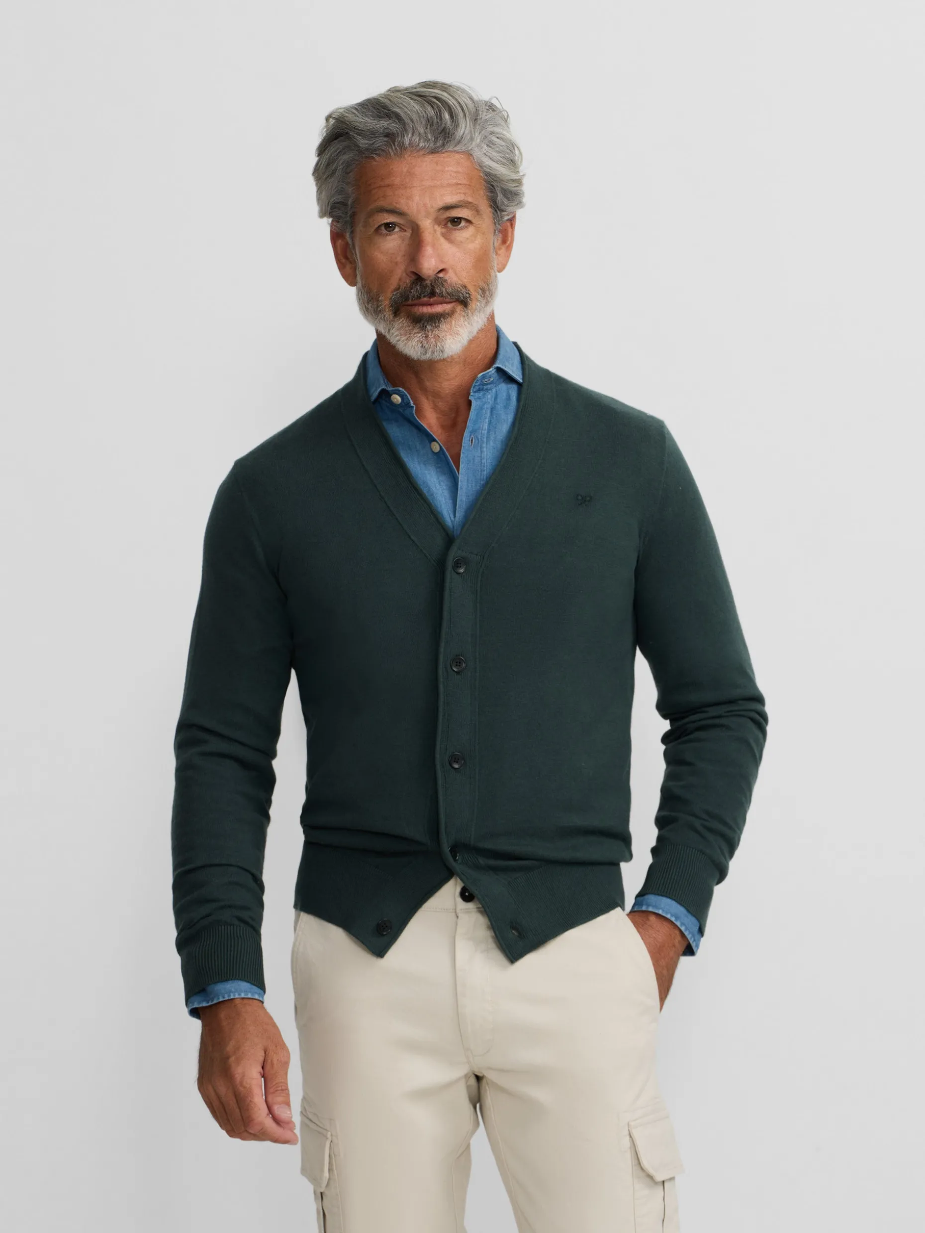 Cardigan classic verde oscuro