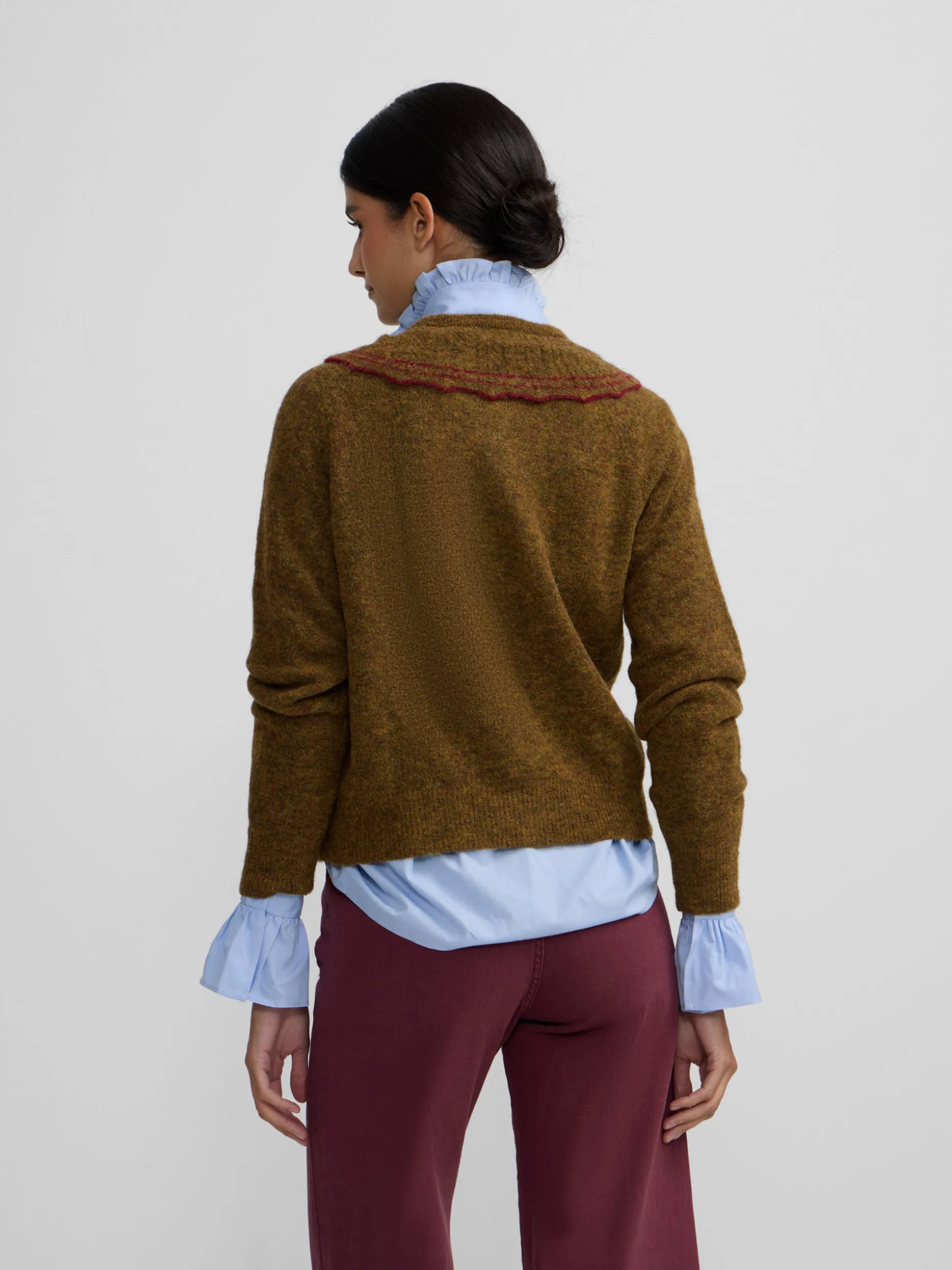 Cardigan cuello bobo contraste verde