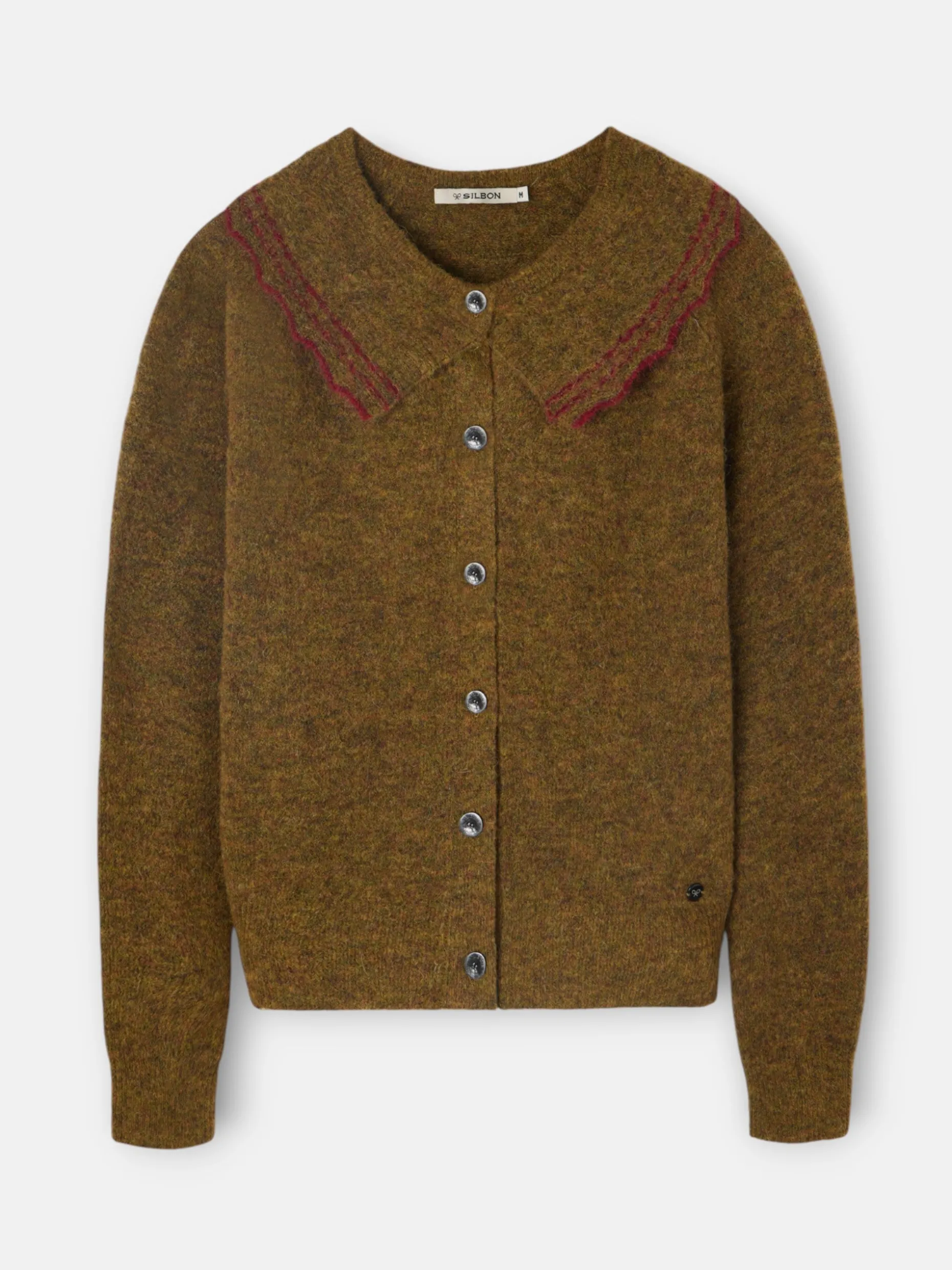 Cardigan cuello bobo contraste verde