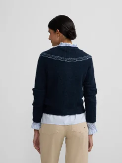 Cardigan cuello bobo contraste marino