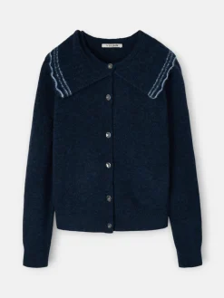 Cardigan cuello bobo contraste marino