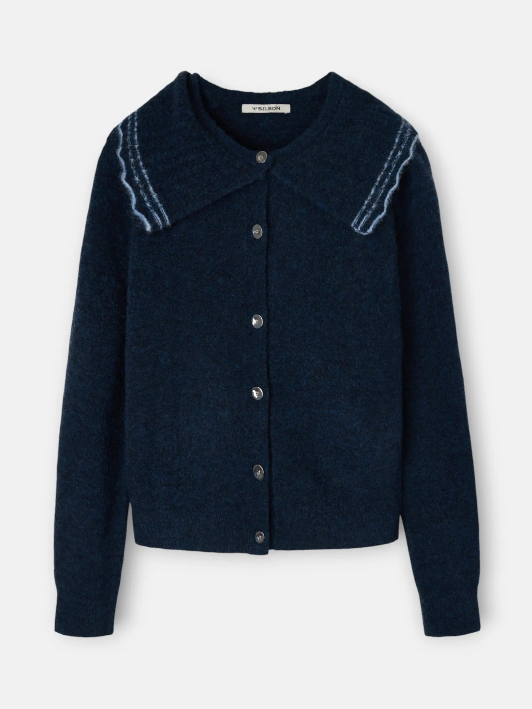Cardigan cuello bobo contraste marino