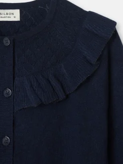Cardigan girl punto volante marino
