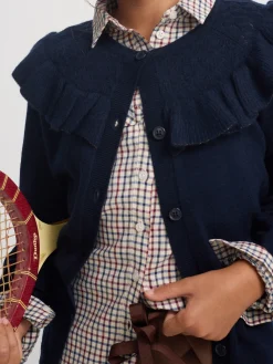 Cardigan girl punto volante marino