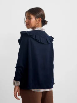 Cardigan girl punto volante marino