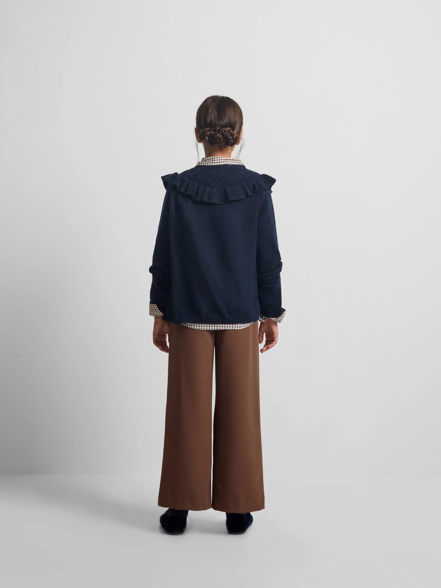 Cardigan girl punto volante marino