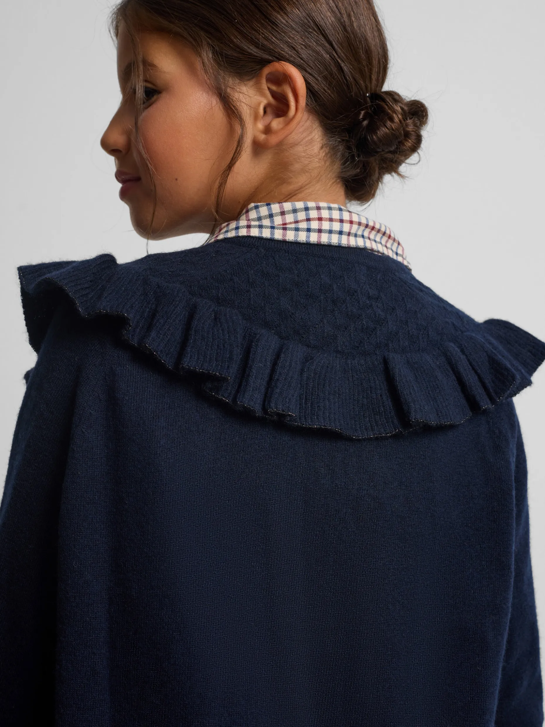 Cardigan girl punto volante marino
