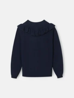 Cardigan girl punto volante marino