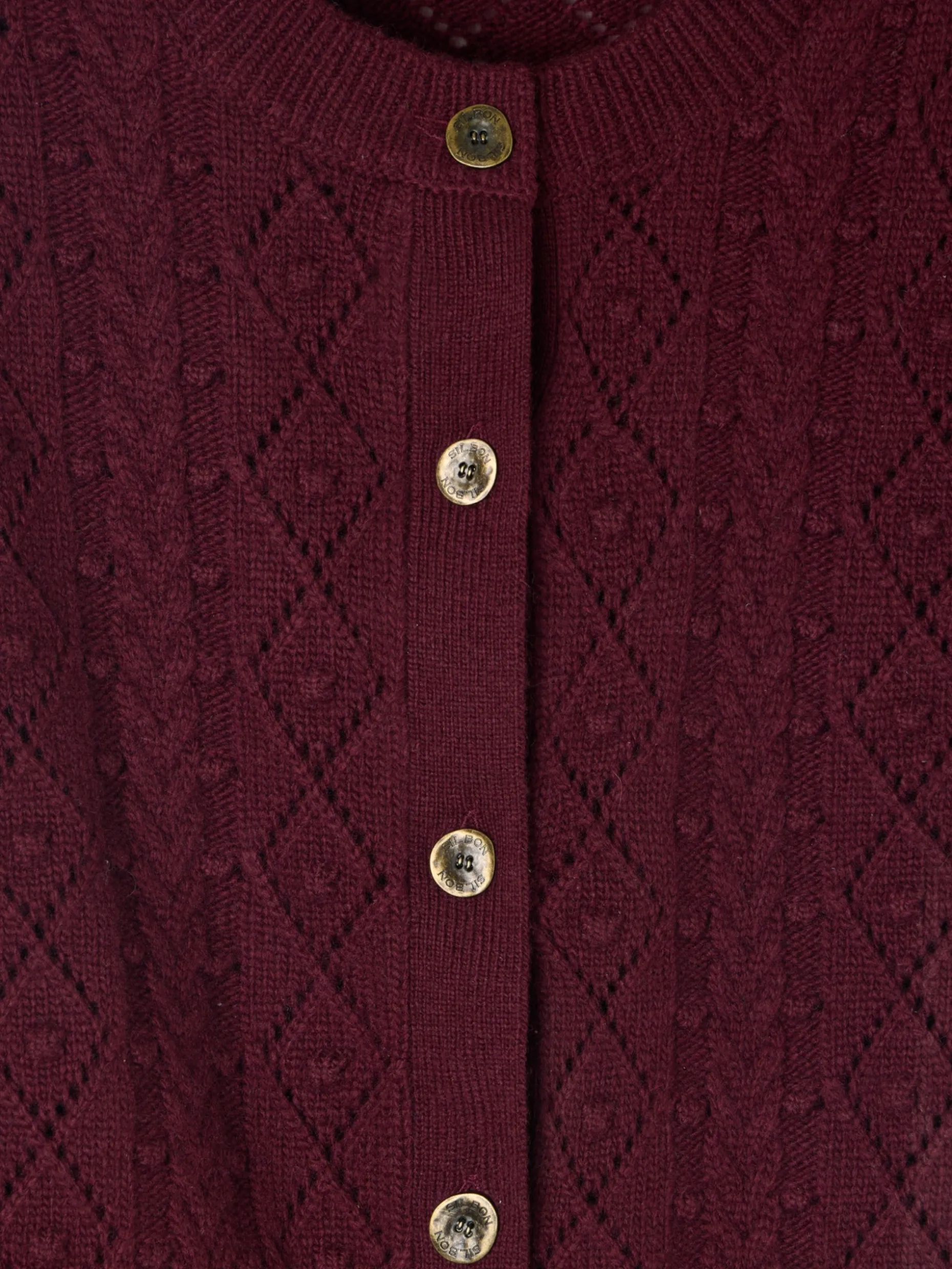 Cardigan punto ochos burdeos