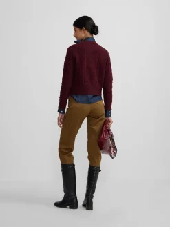 Cardigan punto ochos burdeos