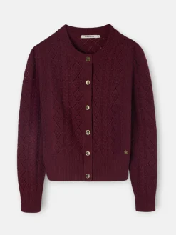 Cardigan punto ochos burdeos