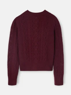Cardigan punto ochos burdeos