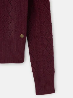 Cardigan punto ochos burdeos