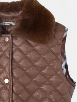 Chaleco acolchado tejido combinado marron