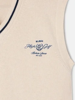 Chaleco Beltran Lozano punto cuello pico crema