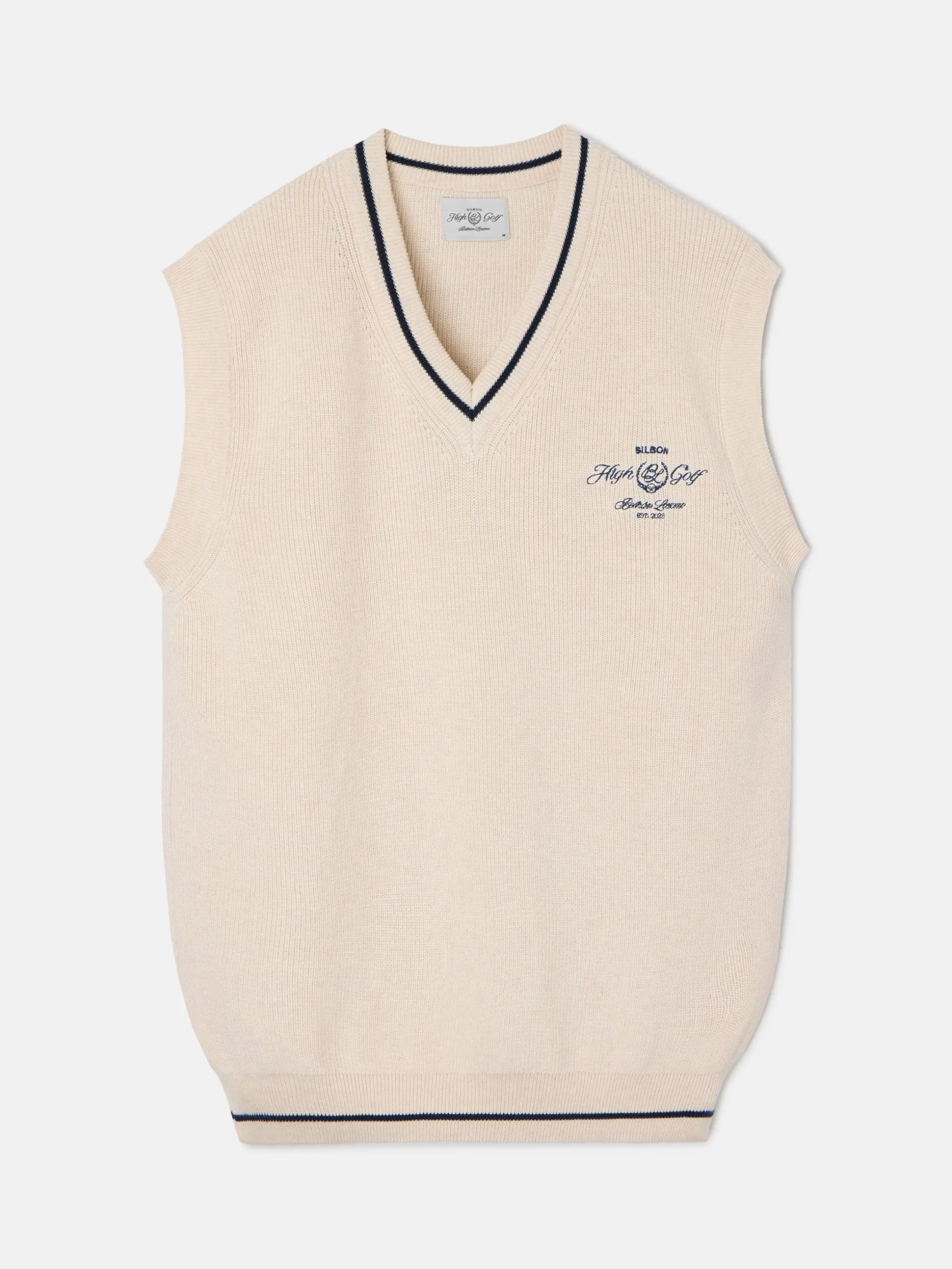 Chaleco Beltran Lozano punto cuello pico crema