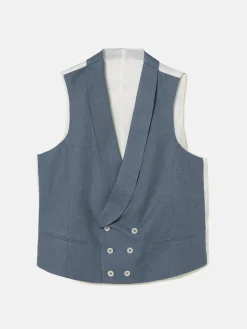 Chaleco chaque cuello redondo azul pizarra