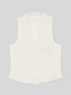 Chaleco chaque cuello redondo blanco roto