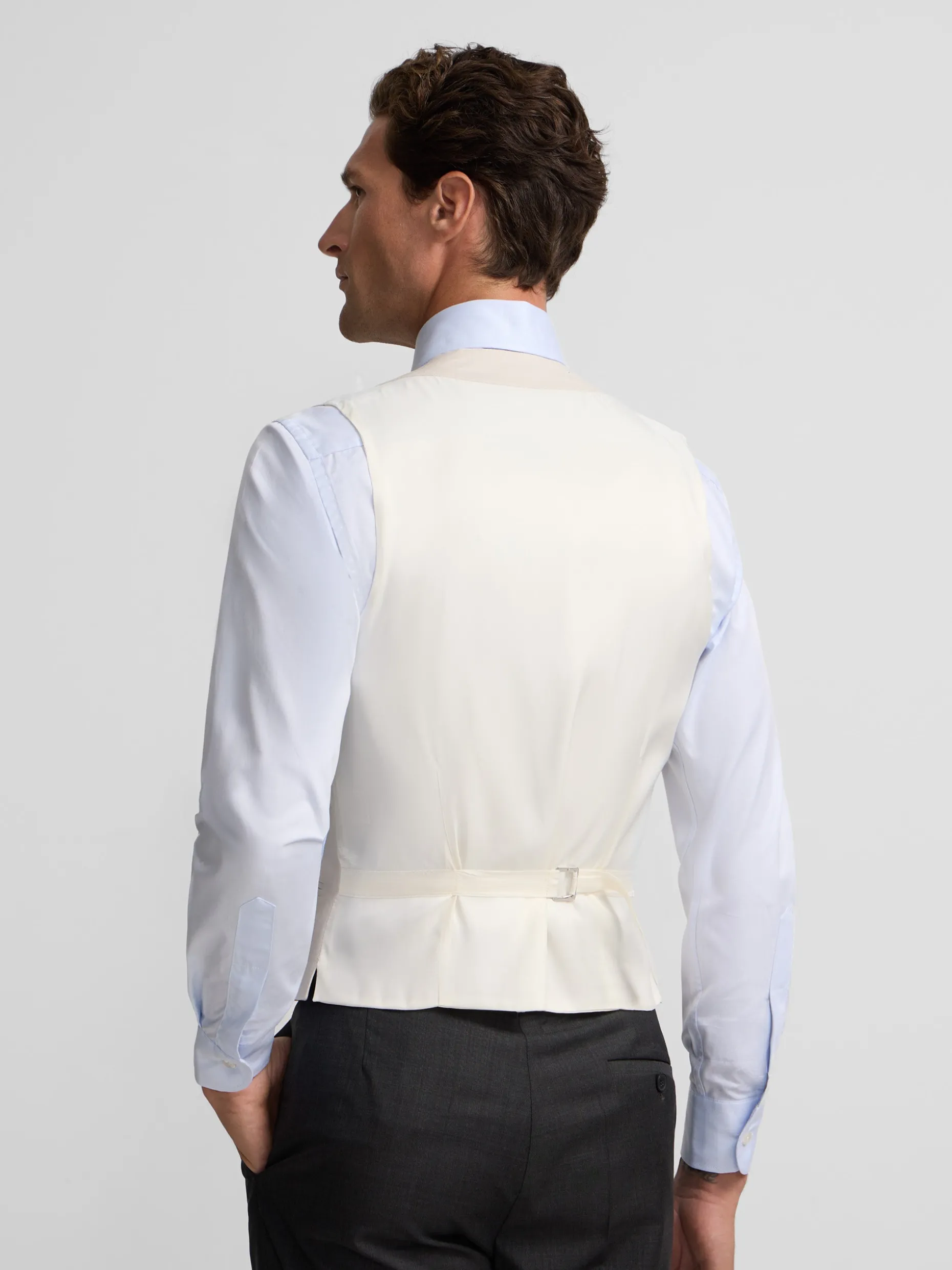Chaleco chaque cuello redondo gris perla