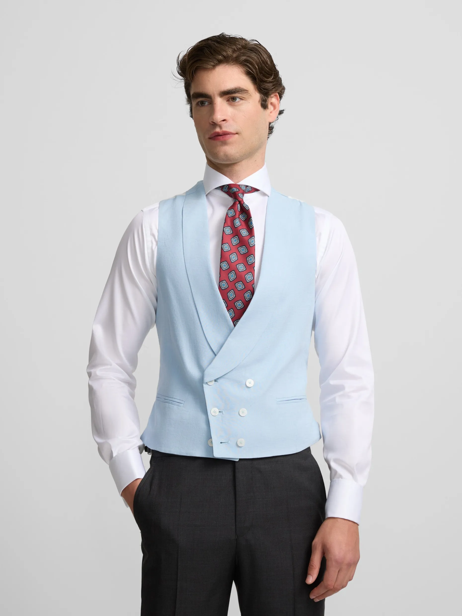 Chaleco chaque cuello redondo celeste