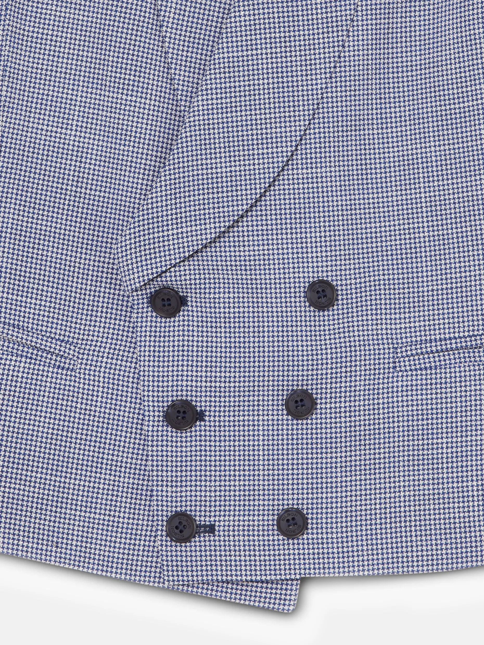 Chaleco chaque cuello redondo pata de gallo azul