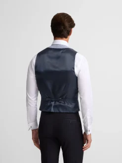 Chaleco chaque cuello redondo pata de gallo azul