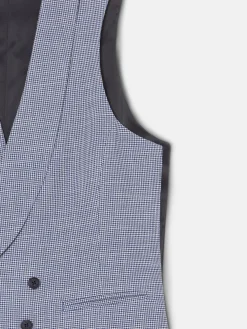 Chaleco chaque cuello redondo pata de gallo azul