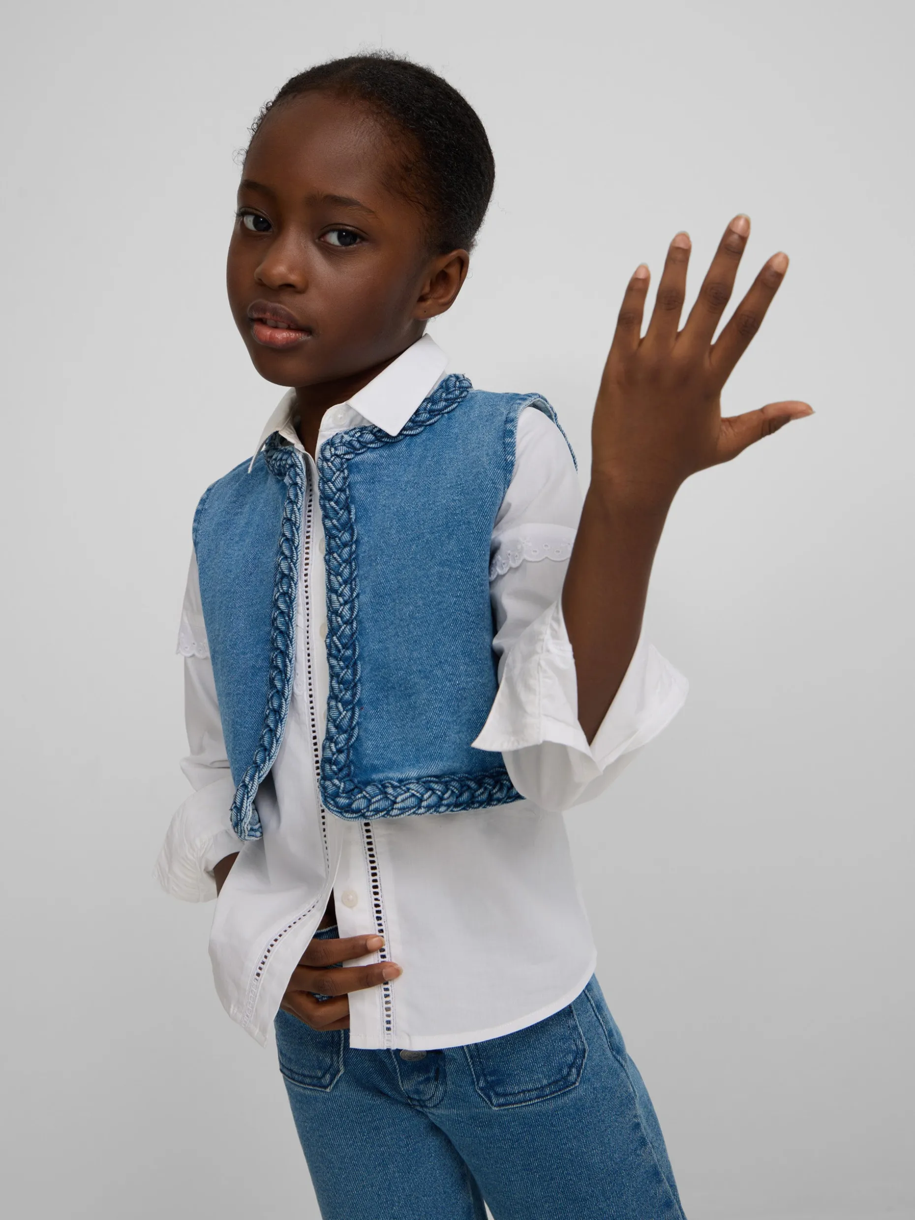 Chaleco girl trenza denim