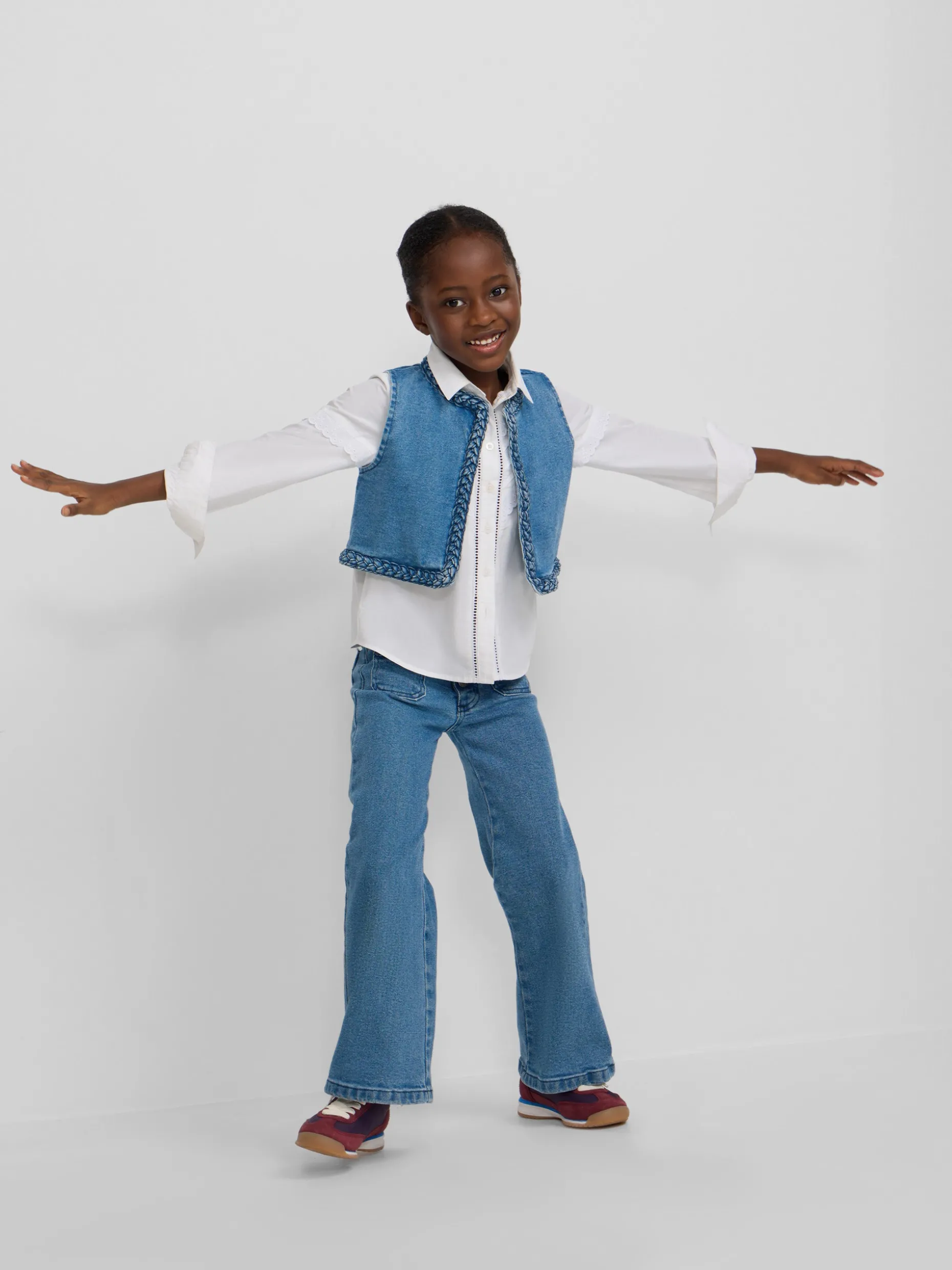 Chaleco girl trenza denim