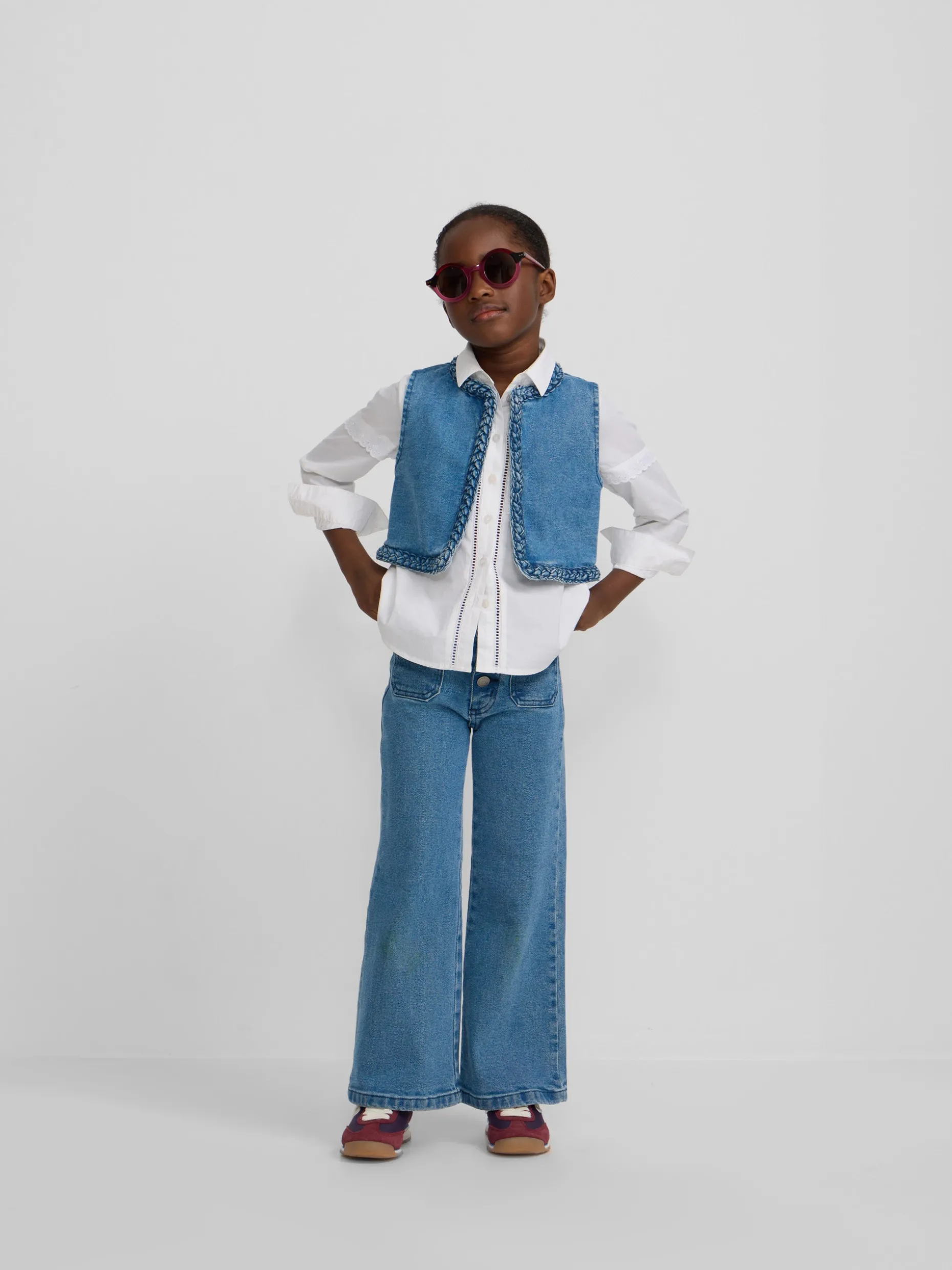 Chaleco girl trenza denim