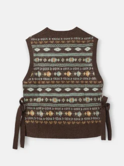 Chaleco punto lazada jacquard marron