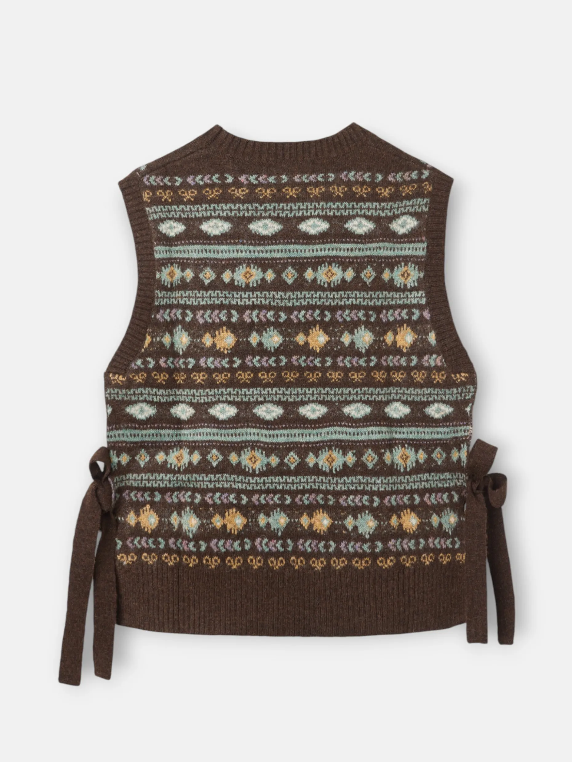 Chaleco punto lazada jacquard marron