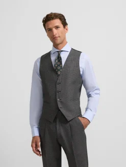 Chaleco recto traje pata de gallo gris