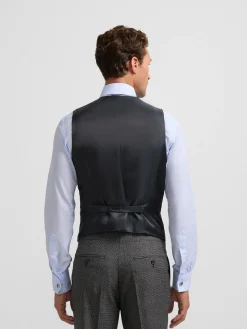 Chaleco recto traje pata de gallo gris