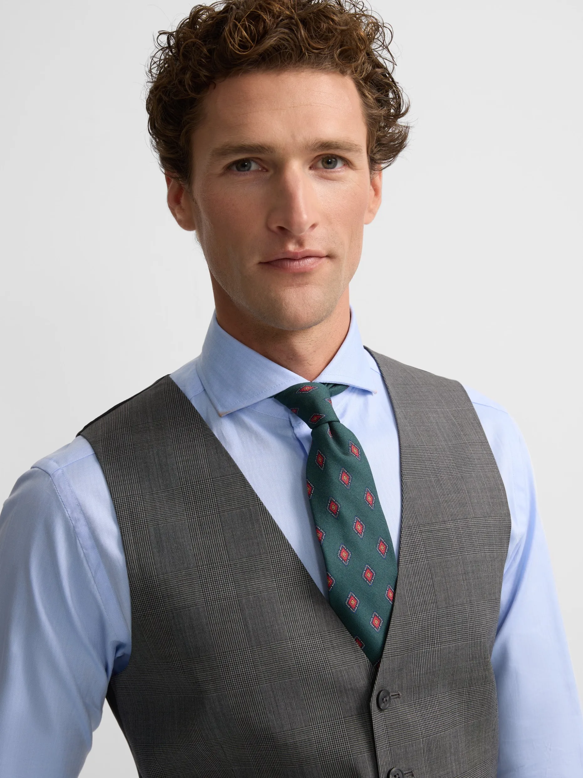 Chaleco recto traje principe de gales gris