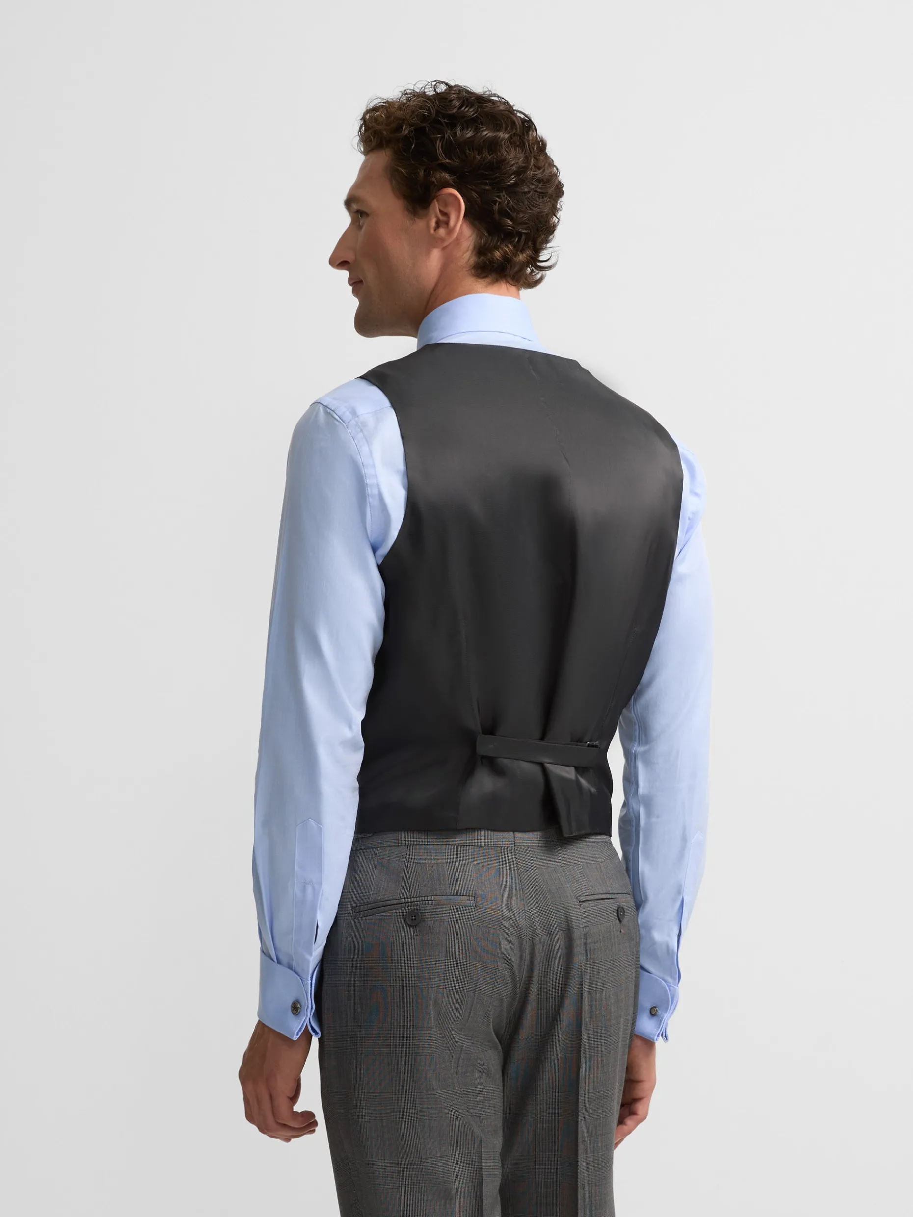 Chaleco recto traje principe de gales gris
