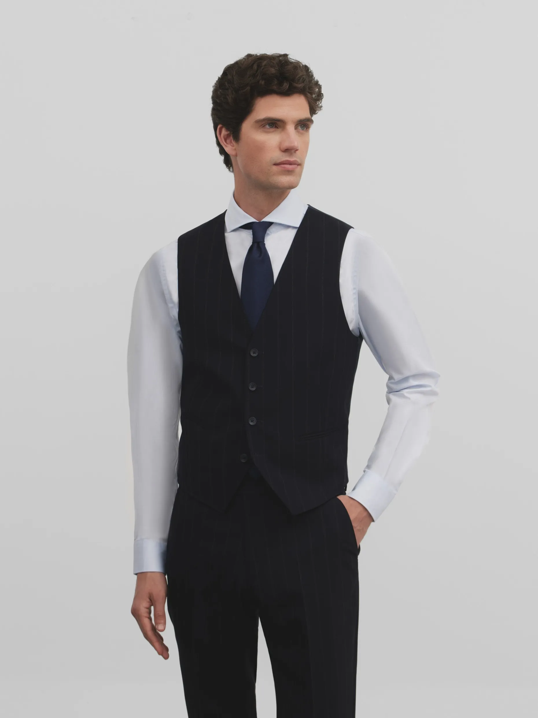 Chaleco traje raya diplomatica azul marino