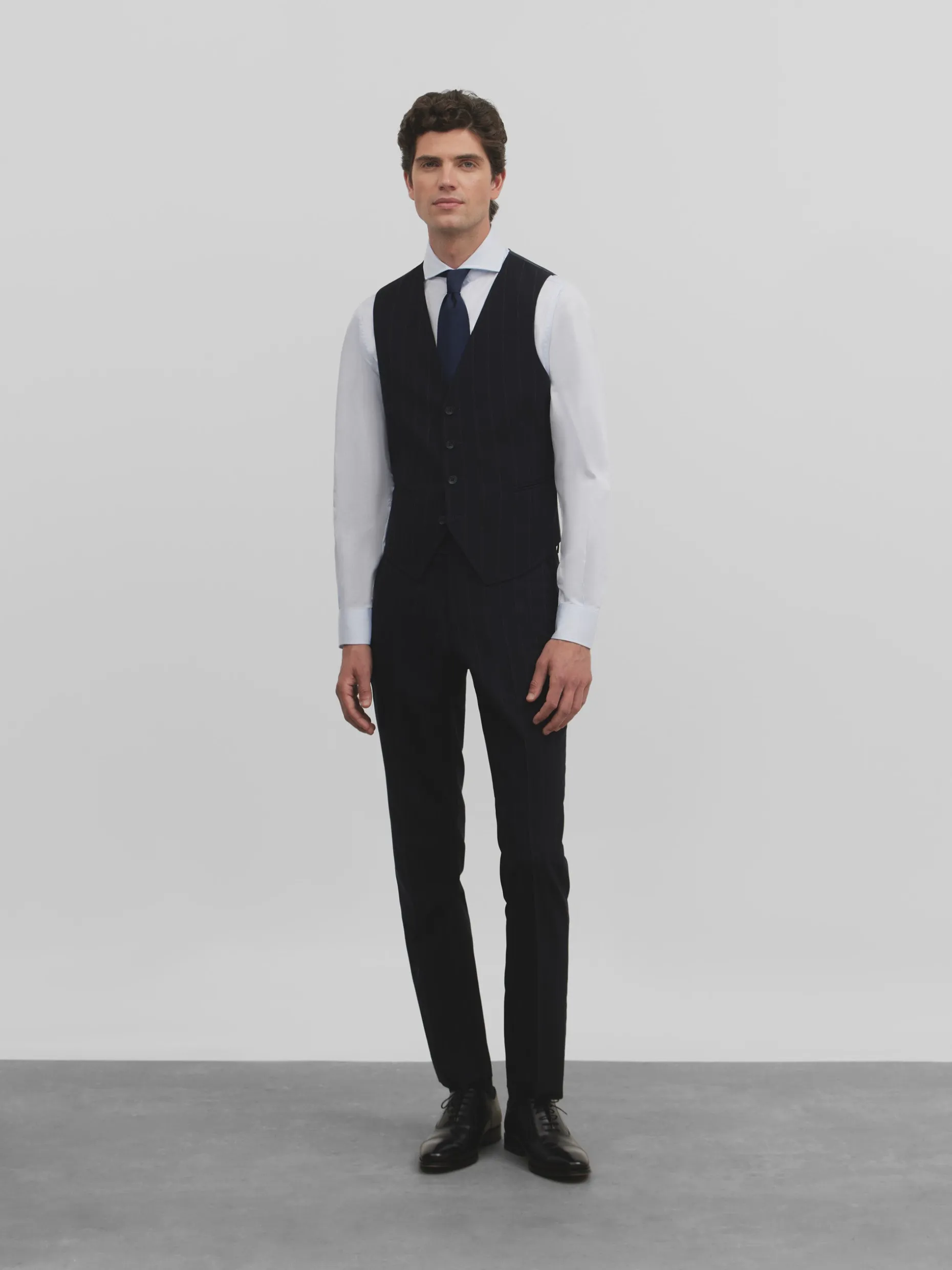 Chaleco traje raya diplomatica azul marino