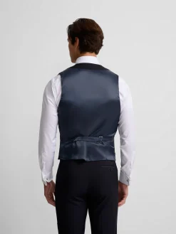 Chaleco vestir stretch cuello redondo azul marino