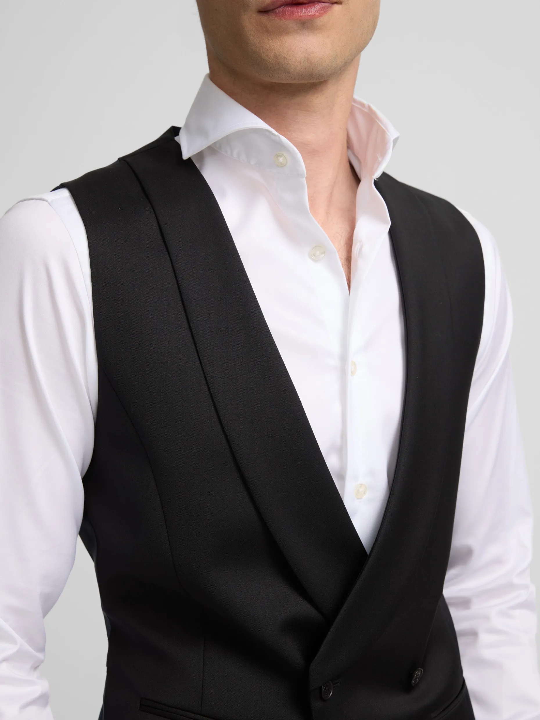Chaleco vestir stretch cuello redondo negro