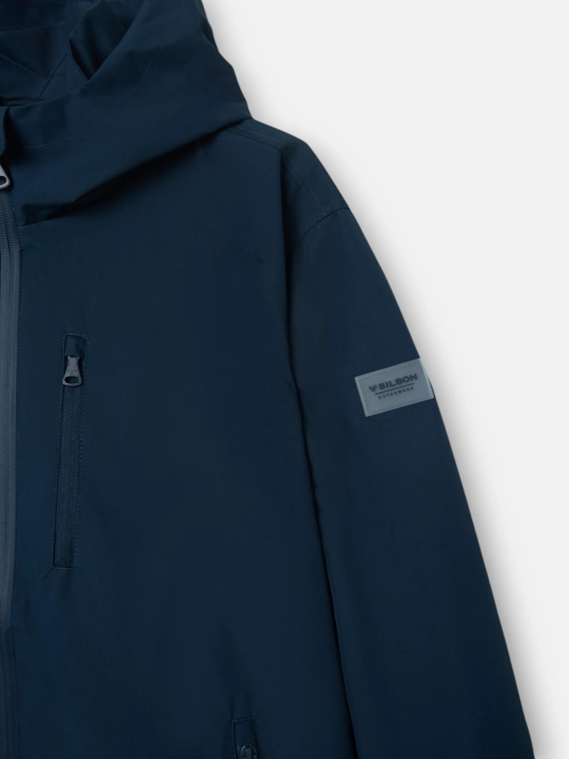 Chaqueta capucha cortavientos marino
