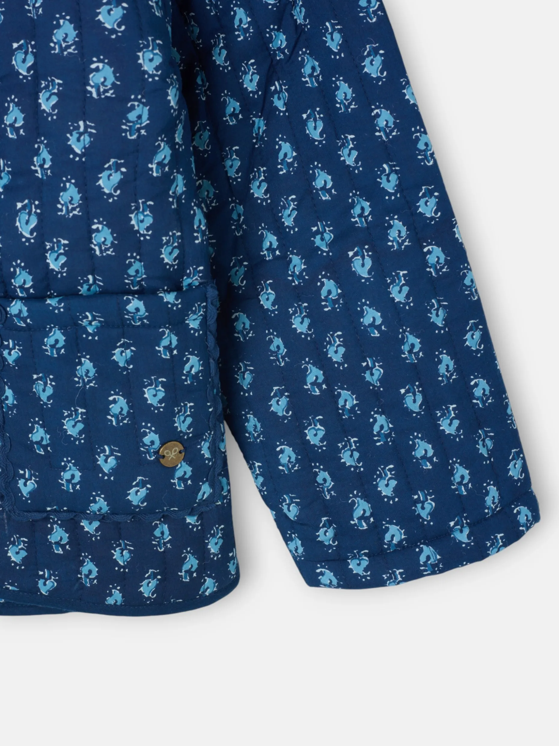 Chaqueta girl acolchada lazos estampado azul