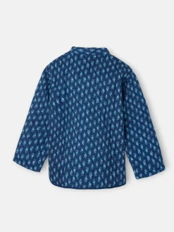 Chaqueta girl acolchada lazos estampado azul
