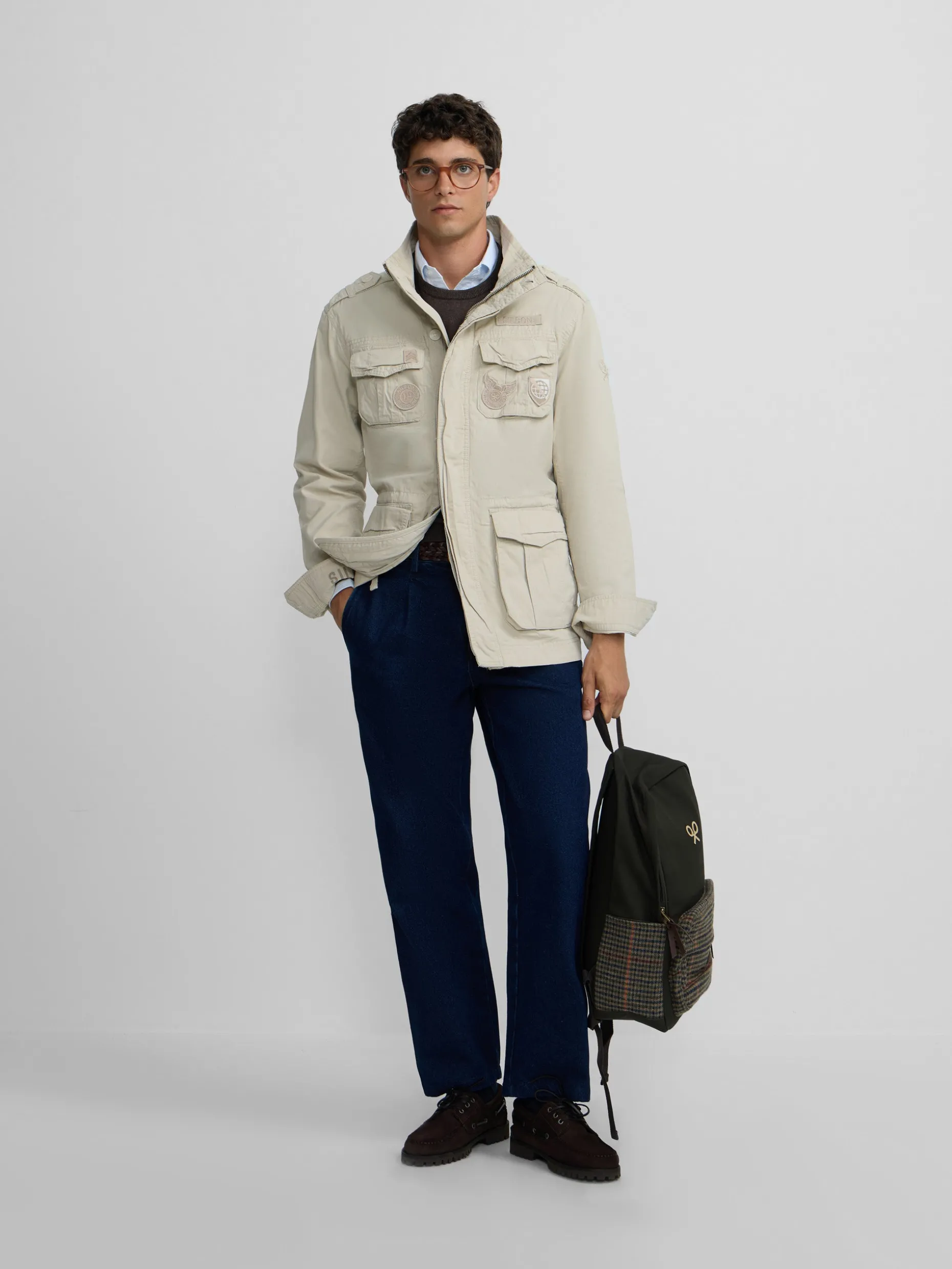 Chaqueta militar parches dye beige