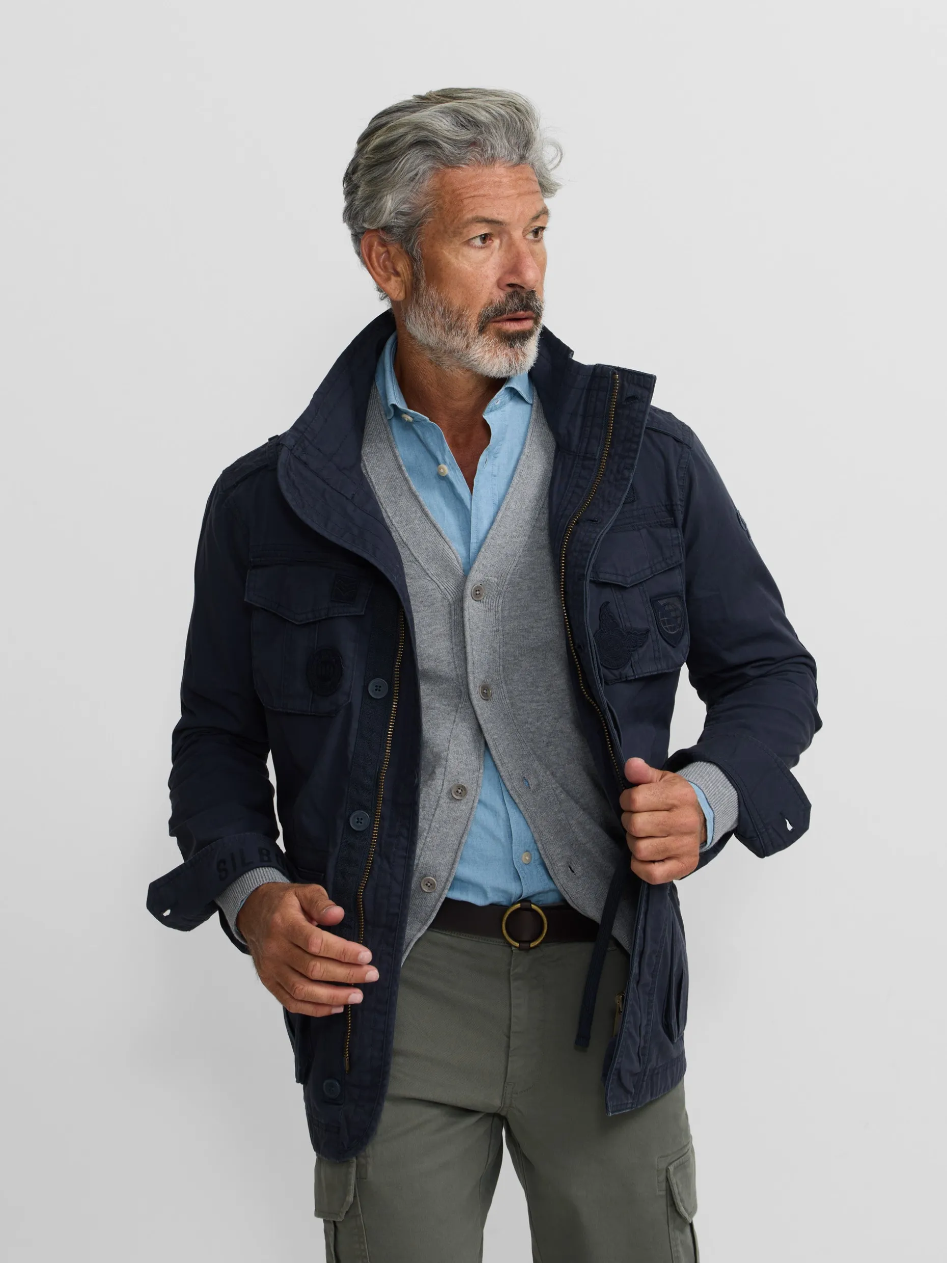 Chaqueta militar parches dye azul marino