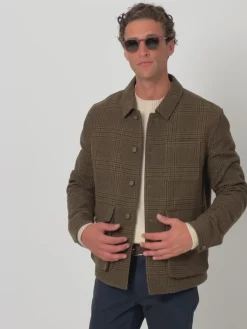 Chaqueta principe de gales bolsillos marron