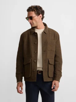 Chaqueta principe de gales bolsillos marron