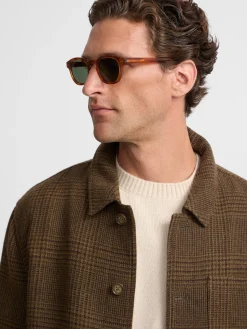 Chaqueta principe de gales bolsillos marron